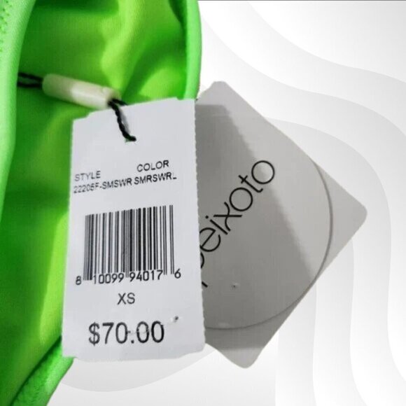 2/$50 Peixoto Amore Ruffle Bikini Bottom Neon Green & Blue Size XS - Picture 7 of 8